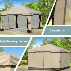 Patio Gazebo Aluminum Outdoor Tent Shelter Canopy With Privacy Curtain And Netting -Garden Furniture Discounts GUEST 9ddbee41 2bbc 4f60 a990 b567d487f4f2