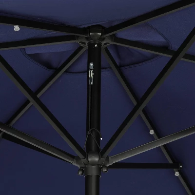 Island Umbrella 10' X 6.5' Rectangular Nassau Market Patio Umbrella With LED Bulb Lights Navy 8 Island Umbrella 10' X 6.5' Rectangular Nassau Market Patio Umbrella With LED Bulb Lights Navy - Image 6