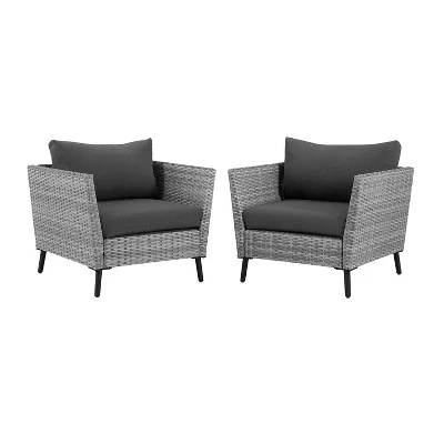 Richland 2pk Outdoor Wicker Armchairs - Charcoal - Crosley 5 Richland 2pk Outdoor Wicker Armchairs - Charcoal - Crosley - Image 3