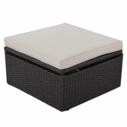 4pc Outdoor Wicker Rectangle Daybed With Canopy & Cushions - Beige - GODEER -Garden Furniture Discounts GUEST a0787187 de15 4077 b4c6 edec8873fc2e