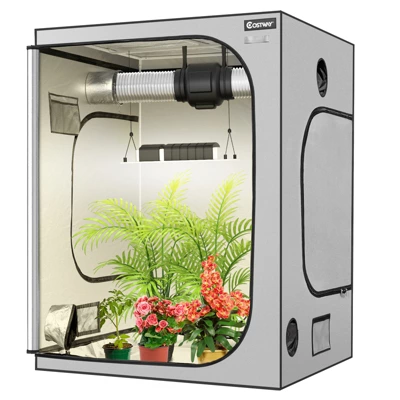 Costway 5x5 Grow Tent, 60''x60''x80'' High Reflective Mylar W/Observation Window GrayBlack 12 Costway 5x5 Grow Tent, 60''x60''x80'' High Reflective Mylar W/Observation Window GrayBlack - Image 10