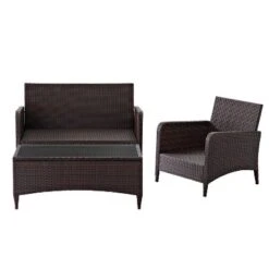 Kiawah 3pc Outdoor Wicker Conversation Set Sand - Crosley -Garden Furniture Discounts GUEST a28b541b e8a4 4d3b 8fc3 e566f55a3098
