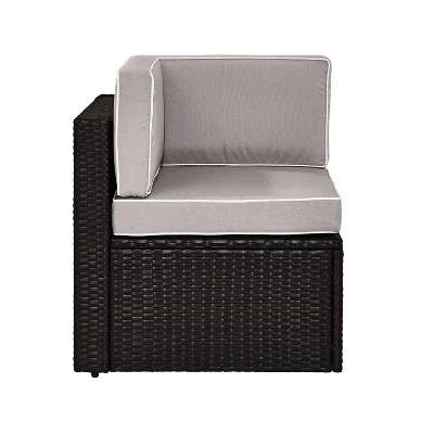 Palm Harbor Outdoor Wicker Corner Chair - Gray - Crosley 5 Palm Harbor Outdoor Wicker Corner Chair - Gray - Crosley - Image 3