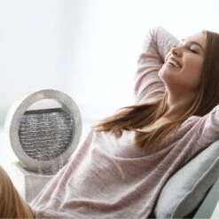 Round Cascade Outdoor Fountain - 18.5-Inch Modern Polyresin Waterfall With Stone Wall Design And LED Lights For Outdoor Decor By Nature Spring (Gray) -Garden Furniture Discounts GUEST a2bab6e7 5755 404b aa5a ce9ce032de96