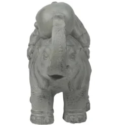 LuxenHome 14.5" Gray MgO Buddha Monk And Elephant Garden Statue -Garden Furniture Discounts GUEST a32b2934 89ea 4b29 b993 88f70d9e62a1