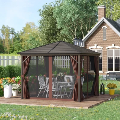 Outsunny 10x10 Hardtop Gazebo With Aluminum Frame, Permanent Metal 4 Outsunny 10x10 Hardtop Gazebo With Aluminum Frame, Permanent Metal - Image 2