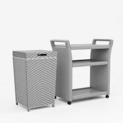 2pc Maksville Contemporary Outdoor Serving Cart & Trash Can - MiBasics -Garden Furniture Discounts GUEST a350bb2b a808 4f79 a852 cca52723d3a5