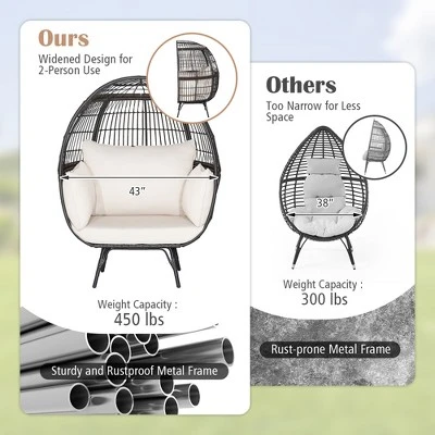 Costway Patio Oversized Rattan Wicker Egg Chair Lounge Basket 4 Cushion Indoor & Outdoor 9 Costway Patio Oversized Rattan Wicker Egg Chair Lounge Basket 4 Cushion Indoor & Outdoor - Image 7