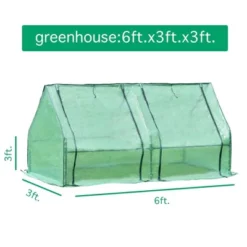 Aoodor Outdoor 6' X 3 ' X 3' Portable House-Shaped Mini Greenhouse With PE Cover Green