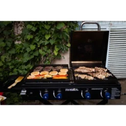 Razor Griddle Portable 4-Burner 40,000 BTU Gas Grill & Griddle Combo With 16" X 16" Cooking Surface Area, Foldable Cart & Steel Lid, Black -Garden Furniture Discounts GUEST a4676d3d d0a1 4b2a beb0 10b97532cae3
