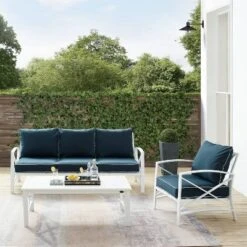 Kaplan 3pc Outdoor Sofa Set With Sofa & Arm Chair With Coffee Table - Navy - Crosley -Garden Furniture Discounts GUEST a539b04a ae57 45fd a1cc 2cb3f5b3b313
