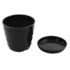 Unique Bargains Garden Decor Plastic Flower Plant With Tray Planters 9.5cm Diameter Black 1 Pc