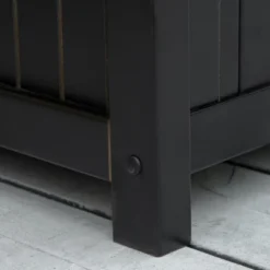 Outsunny Outdoor Wooden Storage Bench Deck Box, Wood Patio Furniture, 43 Gallon Pool Storage Bin Container With Cloth, Backrest, Armrests, Star, Black -Garden Furniture Discounts GUEST a5bb7db3 9267 4184 878f fb28d082b45c