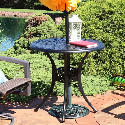 Sunnydaze Decor Sunnydaze 30.75" Round Sigonella Cast Aluminum Outdoor Patio Table, Black 8 Sunnydaze Decor Sunnydaze 30.75" Round Sigonella Cast Aluminum Outdoor Patio Table, Black - Image 6