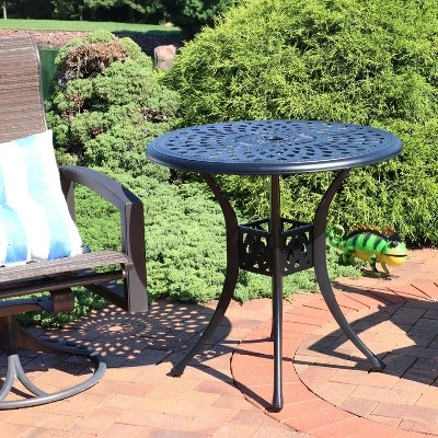 Sunnydaze Decor Sunnydaze 30.75" Round Sigonella Cast Aluminum Outdoor Patio Table, Black 3 Sunnydaze Decor Sunnydaze 30.75" Round Sigonella Cast Aluminum Outdoor Patio Table, Black