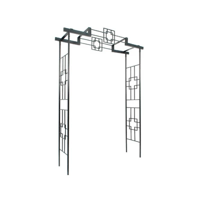 Achla Designs 95.5" Elegant Handcrafted Square-on-Square Iron Garden Arbor Graphite Powder Coated Finish 3 Achla Designs 95.5" Elegant Handcrafted Square-on-Square Iron Garden Arbor Graphite Powder Coated Finish