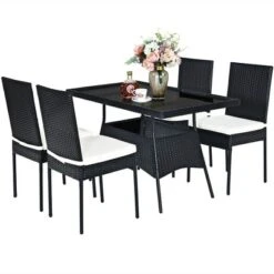 Costway 5PCS Patio Rattan Dining Set Table W/Glass Top Garden Furniture -Garden Furniture Discounts GUEST aa2edb5a e864 4c3c 93c6 d4419fd3a781