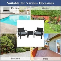 Costway 3PCS Patio Rattan Furniture Set Coffee Table Conversation Sofa Outdoor Cushioned Gray 16 Costway 3PCS Patio Rattan Furniture Set Coffee Table Conversation Sofa Outdoor Cushioned Gray -Garden Furniture Discounts GUEST aa4a7ad2 d97d 4cc5 a6e4 72159e82393c