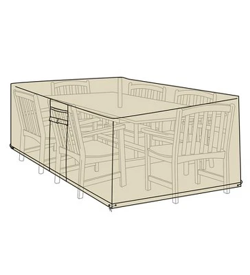 Plow & Hearth - Deluxe Outdoor Large Rectangle Table And Chairs Furniture Cover, Sand 3 Plow & Hearth - Deluxe Outdoor Large Rectangle Table And Chairs Furniture Cover, Sand