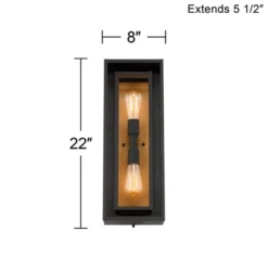 Possini Euro Design Metropolis Mid Century Modern Outdoor Wall Light Fixture Black Gold 22" Clear Glass For Post Exterior Barn Deck House Porch Yard -Garden Furniture Discounts GUEST aae5f51b e12b 41f2 9fe6 4af7d7a4cdba