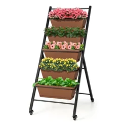 Costway 5-Tier Vertical Raised Garden Bed Elevated Planter With Wheels & Container Boxes Brown 19 Costway 5-Tier Vertical Raised Garden Bed Elevated Planter With Wheels & Container Boxes Brown -Garden Furniture Discounts GUEST ab1a6116 1810 4427 a21c b92e8925526b