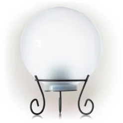 8" Glass Gazing Globe With Color Changing LED Lights White - Alpine Corporation -Garden Furniture Discounts GUEST aba27b40 80d4 495b a10e 3146cf452552