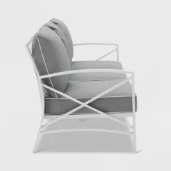 Kaplan Outdoor Metal Sofa White With Gray Cushions - Crosley -Garden Furniture Discounts GUEST abd82e14 ee96 4695 8113 f8178115029c