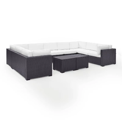 Biscayne 7pc Outdoor Wicker Sectional Set With 2 Coffee Tables & 4 Corner Seats White - Crosley 7 Biscayne 7pc Outdoor Wicker Sectional Set With 2 Coffee Tables & 4 Corner Seats White - Crosley - Image 5