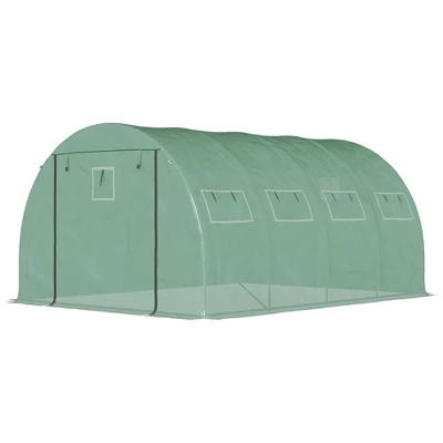 Outsunny Walk-in Tunnel Greenhouse With 2 Zippered Mesh Doors Upgraded Hot House, Green, 13' X 10' X 6.5' 5 Outsunny Walk-in Tunnel Greenhouse With 2 Zippered Mesh Doors Upgraded Hot House, Green, 13' X 10' X 6.5' - Image 3