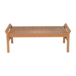 Stamford 2pc Eucalyptus Wood Outdoor Bench With Coffee Table - Natural - Alaterre Furniture -Garden Furniture Discounts GUEST ad3ea85b 6333 479a b403 79878625845d