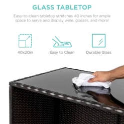 Best Choice Products 3-Piece All-Weather Wicker Bar Table Set For Patio, Backyard W/ 2 Stools, Glass Tabletop - Brown -Garden Furniture Discounts GUEST ad8f0cdc bd88 4437 a217 901692e0f707