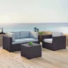 4pc Biscayne Outdoor Steel Conversation Set Mist/Brown - Crosley