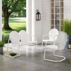 Griffith 3pc Outdoor Seating Set - White - Crosley