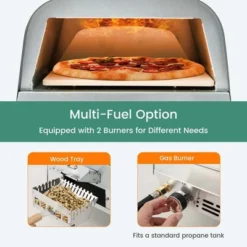 Costway 12" Multi-Fuel Pizza Oven Propane & Wood Fired Pizza Maker Portable -Garden Furniture Discounts GUEST af70653e bd8e 4378 b590 885684e63a74
