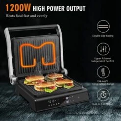 Costway Electric Panini Press Grill 1200W Sandwich Maker With Independent Temperature Control & Removable Drip Tray -Garden Furniture Discounts GUEST afca85e0 8c57 47b9 8950 96b876edd4dd