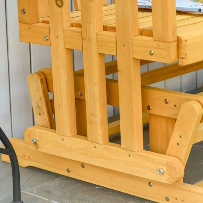 Outsunny Wooden Patio Glider Bench, Wood Outdoor Loveseat With High Back And Armrests, 2-Seat 6 Outsunny Wooden Patio Glider Bench, Wood Outdoor Loveseat With High Back And Armrests, 2-Seat - Image 4