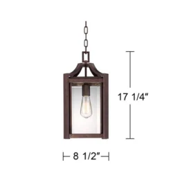 Franklin Iron Works Rockford Rustic Industrial Outdoor Ceiling Light Bronze 17 1/4" Clear Beveled Glass Damp Rated For Post Exterior Light Barn Deck -Garden Furniture Discounts GUEST b1566a80 aeff 45b5 8c7a ae938b347b5a