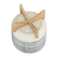 Sagebrook Home 10" Wide Patterned Ceramic Planter Pot With Wood Stand Blue -Garden Furniture Discounts GUEST b18196ef 421c 472b 848f 94cfeeaa82ed