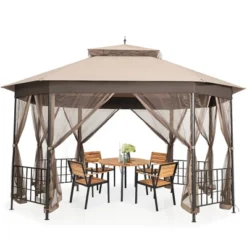 Costway 10' X 12' Octagonal Patio Gazebo Canopy Shelter Double Top W/Netting Sidewalls -Garden Furniture Discounts GUEST b2806bb0 dc5e 4bc9 89d9 5d701ac4215c