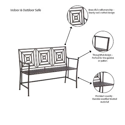 Evergreen Bronze Square Back Garden Bench 4 Evergreen Bronze Square Back Garden Bench - Image 2