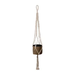 Macrame Hanging Planter With Gold Metal Planter Pot - Foreside Home & Garden -Garden Furniture Discounts GUEST b598d062 9afd 4877 8a1d 4916d3b6d1ed