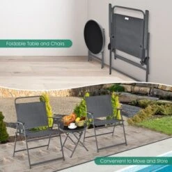 Costway 3PCS Outdoor Bistro Set Folding Table And Chairs Garden Deck Black 16 Costway 3PCS Outdoor Bistro Set Folding Table And Chairs Garden Deck Black -Garden Furniture Discounts GUEST b5e5a0b8 30a6 4f1e aff0 a13c15c37181