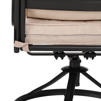 7pc Outdoor Dining Set With Svivel Chairs With Cushions & Large Metal Rectangle Table With Umbrella Hole - Captiva Designs 15 7pc Outdoor Dining Set With Svivel Chairs With Cushions & Large Metal Rectangle Table With Umbrella Hole - Captiva Designs - Image 13