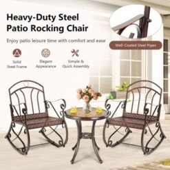 Costway Patio Rocking Chair Art Scroll Rocker Backrest Armrests Antique Copper Backyard -Garden Furniture Discounts GUEST b6c0b349 7d5c 4bb9 abde 00a3e951917e