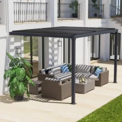 Aoodor Outdoor Louvered Pergola Adjustable Louvered Sloping Roof Wall-Mounted Pergola 20 Aoodor Outdoor Louvered Pergola Adjustable Louvered Sloping Roof Wall-Mounted Pergola -Garden Furniture Discounts GUEST b953dcee 8449 414a 8394 ad0bb6c24a89