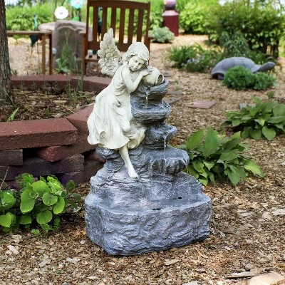 Sunnydaze Decor Sunnydaze Outdoor Solar Powered Angel Falls Water Fountain With Battery Backup And Submersible Pump - 27" 3 Sunnydaze Decor Sunnydaze Outdoor Solar Powered Angel Falls Water Fountain With Battery Backup And Submersible Pump - 27"