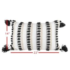Black Tassels, Tan Striped 14X22 Hand Woven Filled Outdoor Pillow - Foreside Home & Garden -Garden Furniture Discounts GUEST b9b91467 0b70 4ab6 9aa6 6319fa33e200