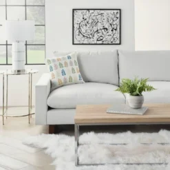 18"x18" Reversible Indoor/Outdoor Leaves And Chevron Print Square Throw Pillow - Mina Victory -Garden Furniture Discounts GUEST b9e42093 f4a2 4369 b5e3 79cb670e169d