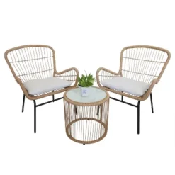 3pc Wicker Outdoor Bistro Serving Bar Set - Brown/Beige - GODEER -Garden Furniture Discounts GUEST bb190972 2fd8 47ba b1cd 168509ff32fe