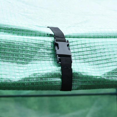 Outsunny Walk-in Greenhouse Outdoor 3 Tier 10 Shelf Warm House Garden Hexagonal Hot House With Roll-Up Zipper Door & Steel Frame 9 Outsunny Walk-in Greenhouse Outdoor 3 Tier 10 Shelf Warm House Garden Hexagonal Hot House With Roll-Up Zipper Door & Steel Frame - Image 7